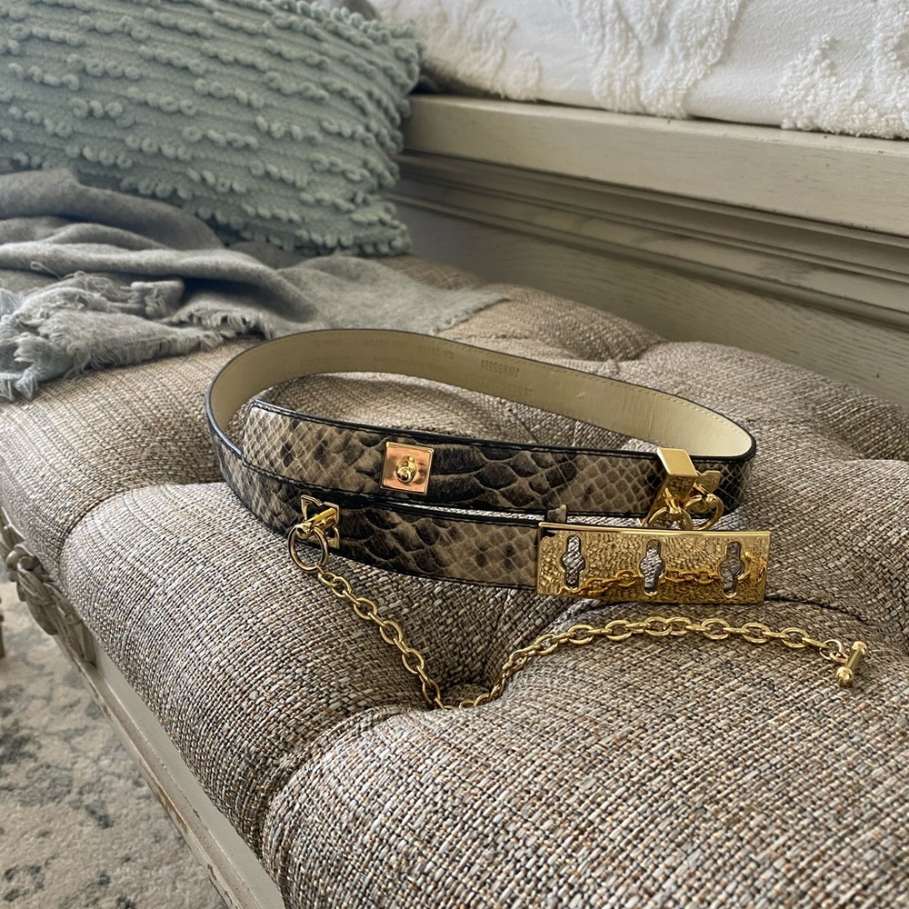 BCBG snake print gold buckle belt